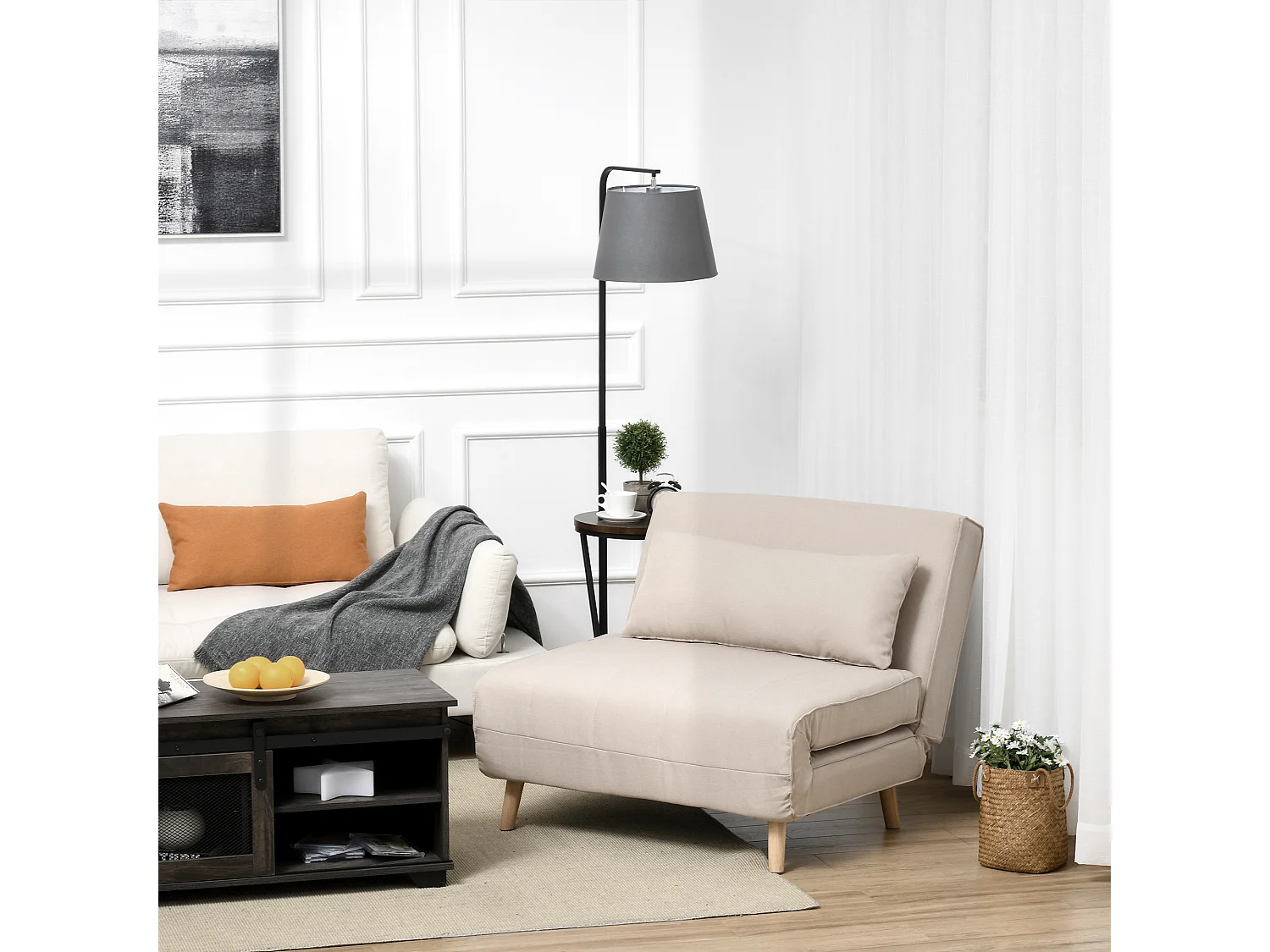 Sofá cama beige 94x78x80 cm HOMCOM