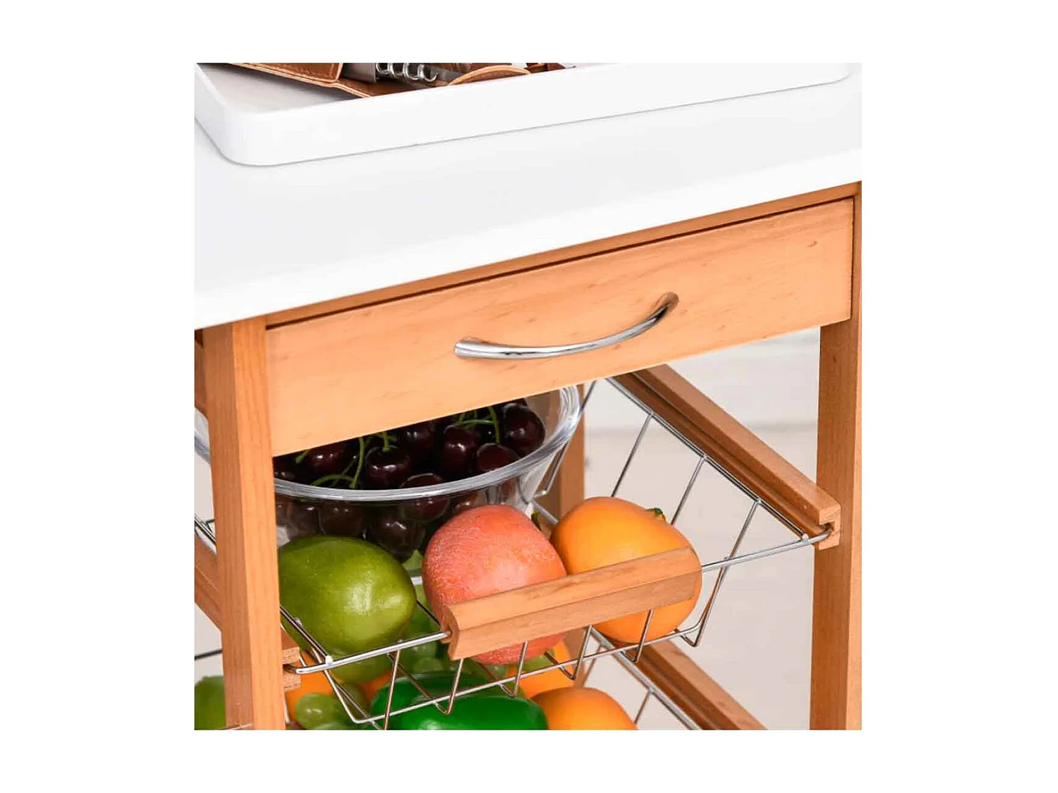 Carrito de cocina madera natural 47x37x83 cm HOMCOM