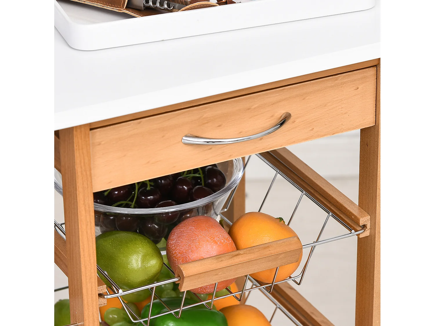 Carrito de cocina madera natural 47x37x83 cm HOMCOM