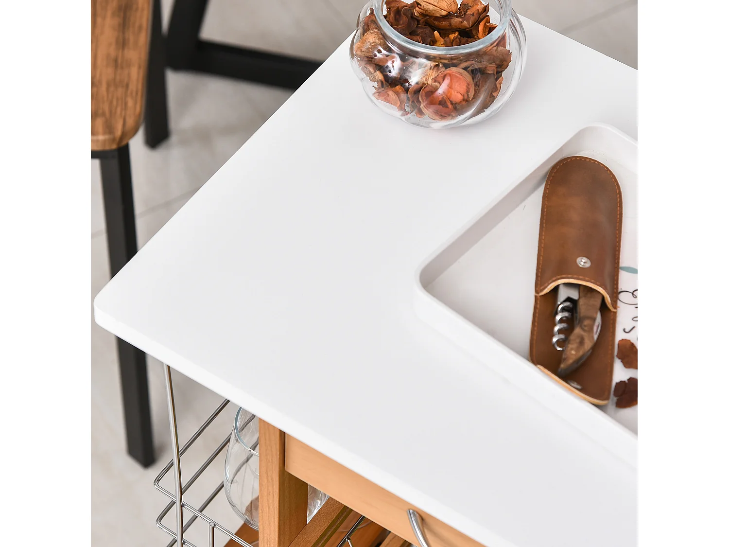 Carrito de cocina madera natural 47x37x83 cm HOMCOM