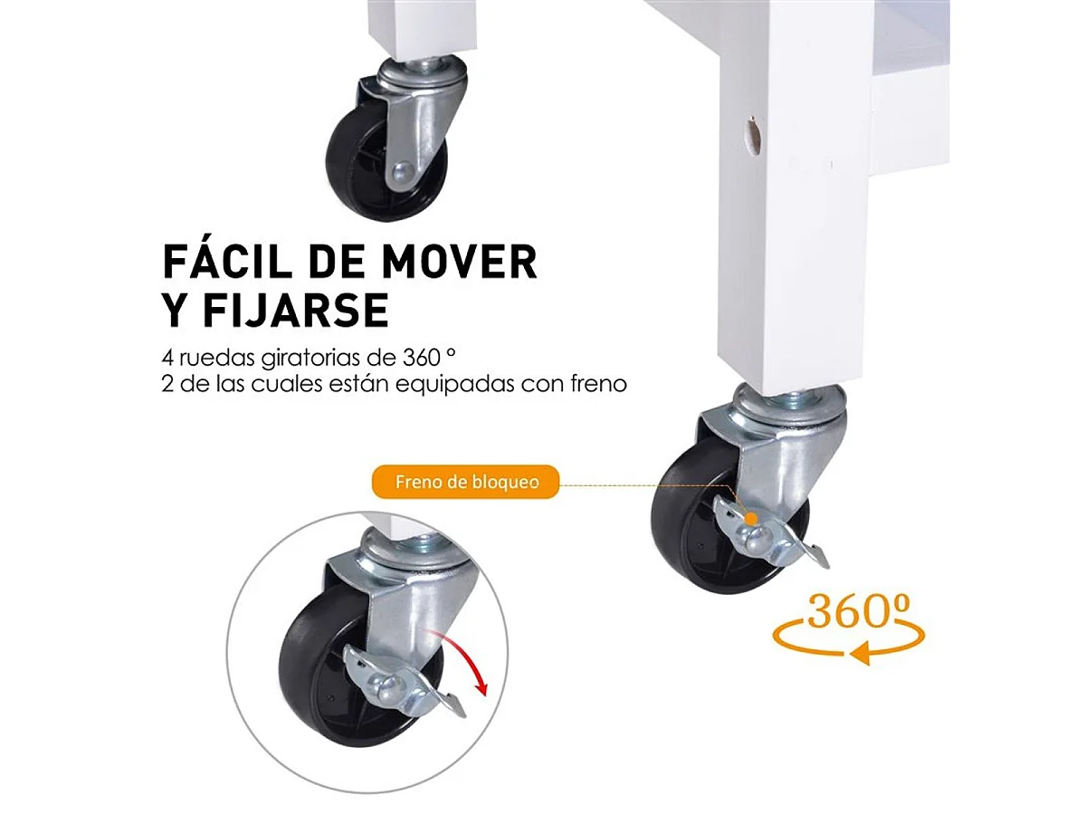 Carro de cocina blanco 89x40x84cm HOMCOM