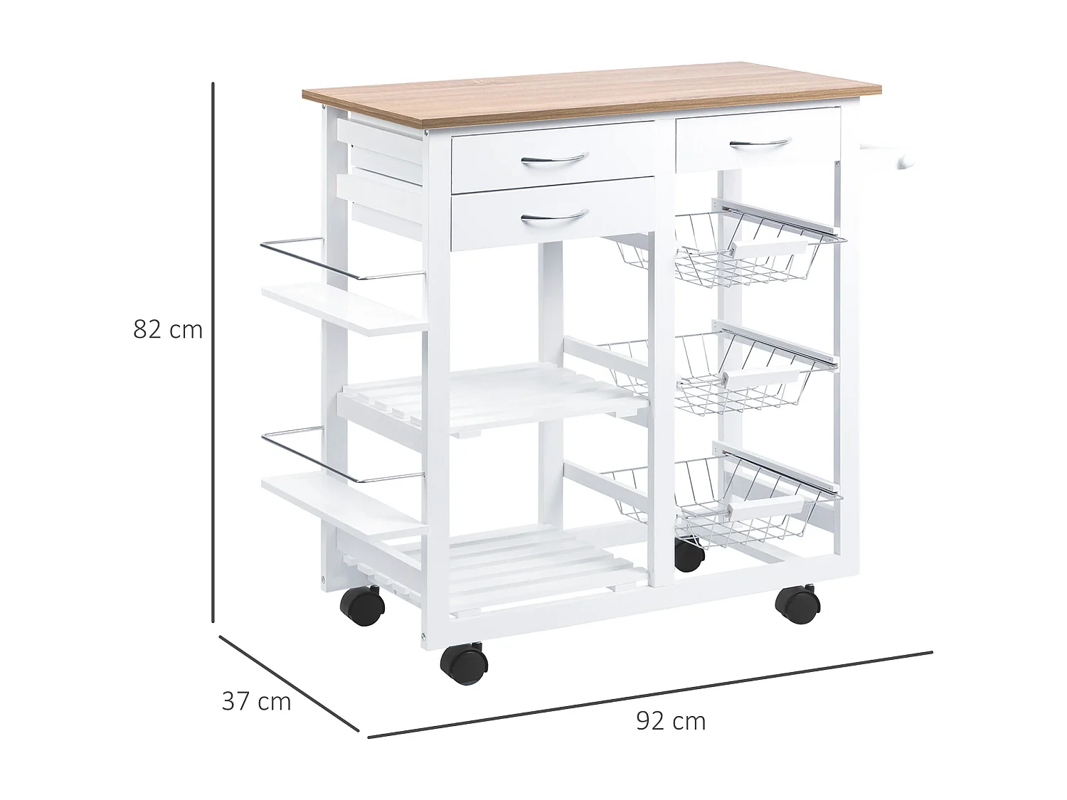 Carrito de cocina blanco 92x37x82 cm HOMCOM