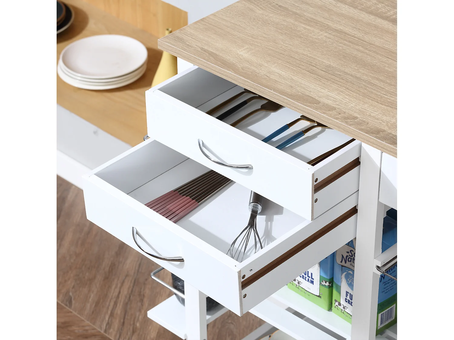 Carrito de cocina blanco 92x37x82 cm HOMCOM