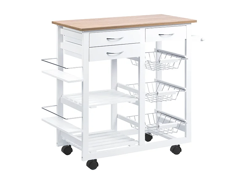 Carrito de cocina blanco 92x37x82 cm HOMCOM