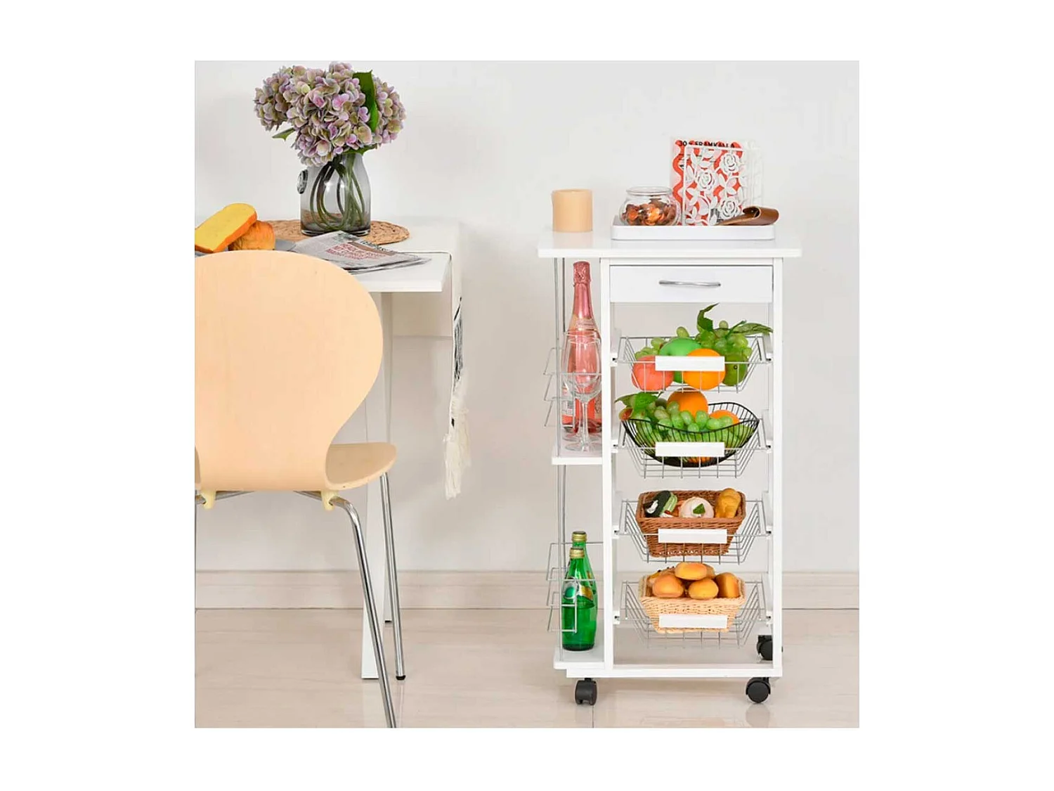 Carrito de cocina blanco 47x37x83 cm HOMCOM