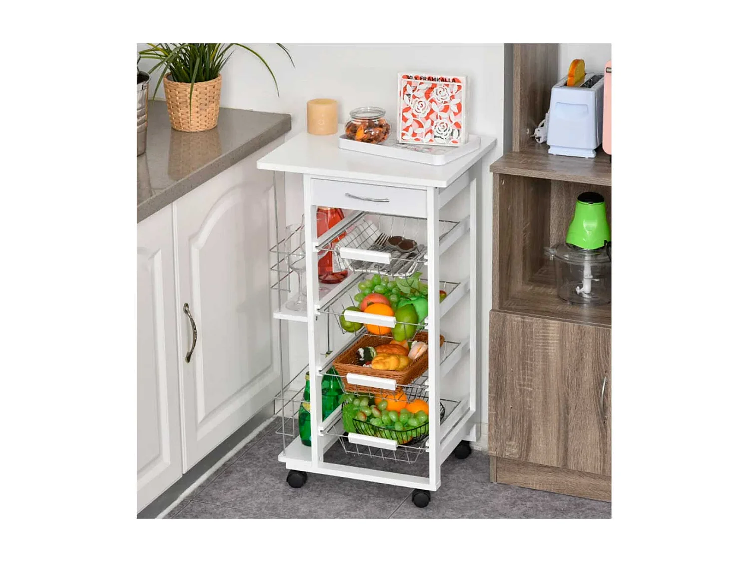 Carrito de cocina blanco 47x37x83 cm HOMCOM