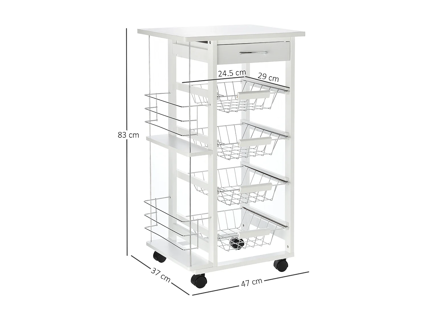 Carrito de cocina blanco 47x37x83 cm HOMCOM