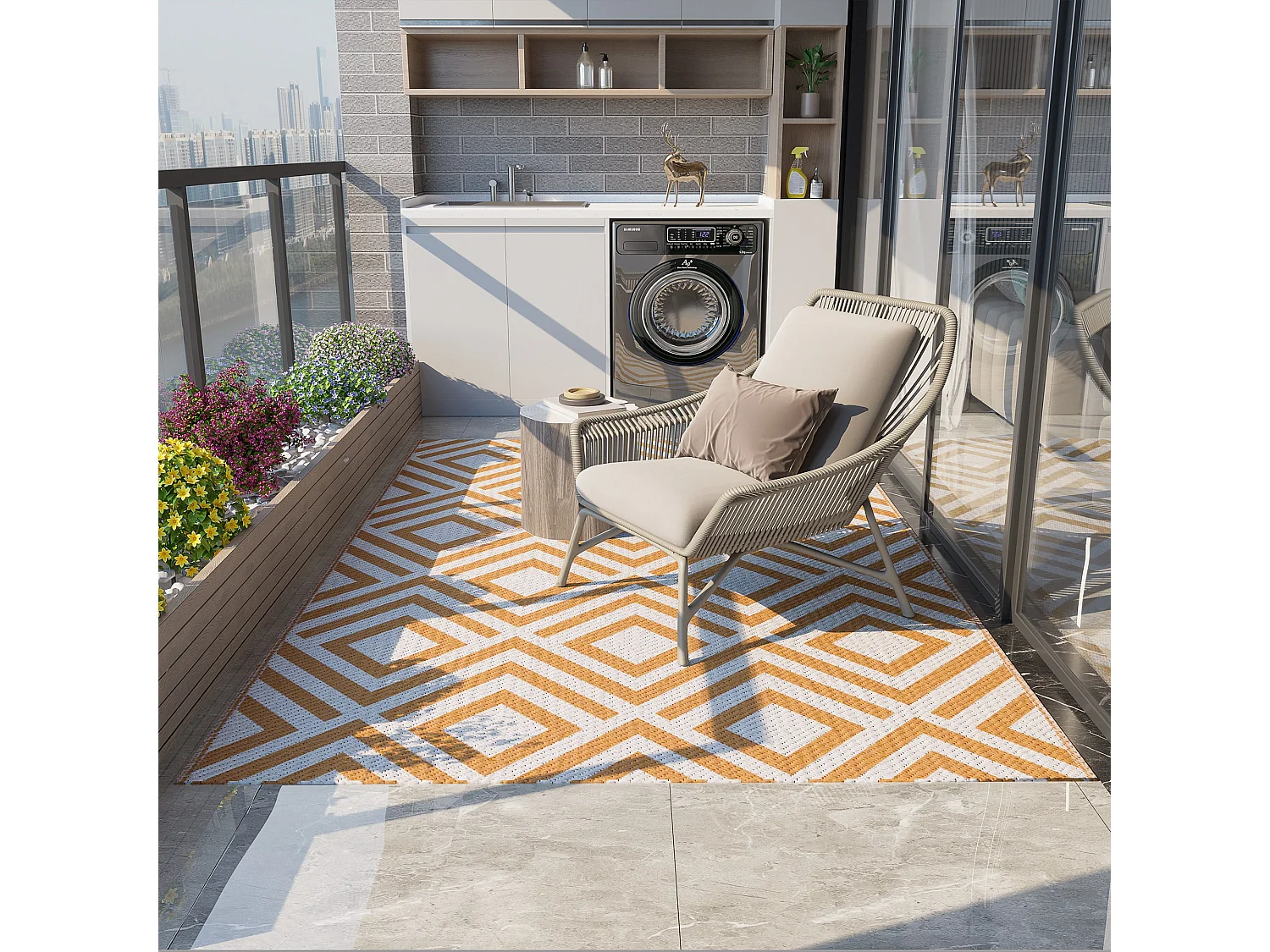 Alfombra de exterior marrón 182x274x0.3 cm Outsunny