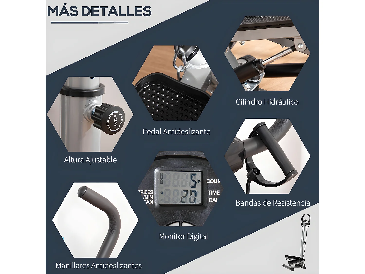 Máquina de step stepper plata 55x53x128 cm HOMCOM