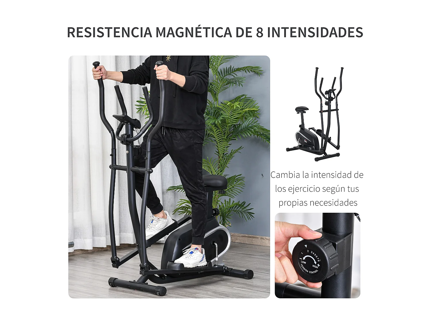 Bicicleta elíptica negro 103x62x151 cm HOMCOM