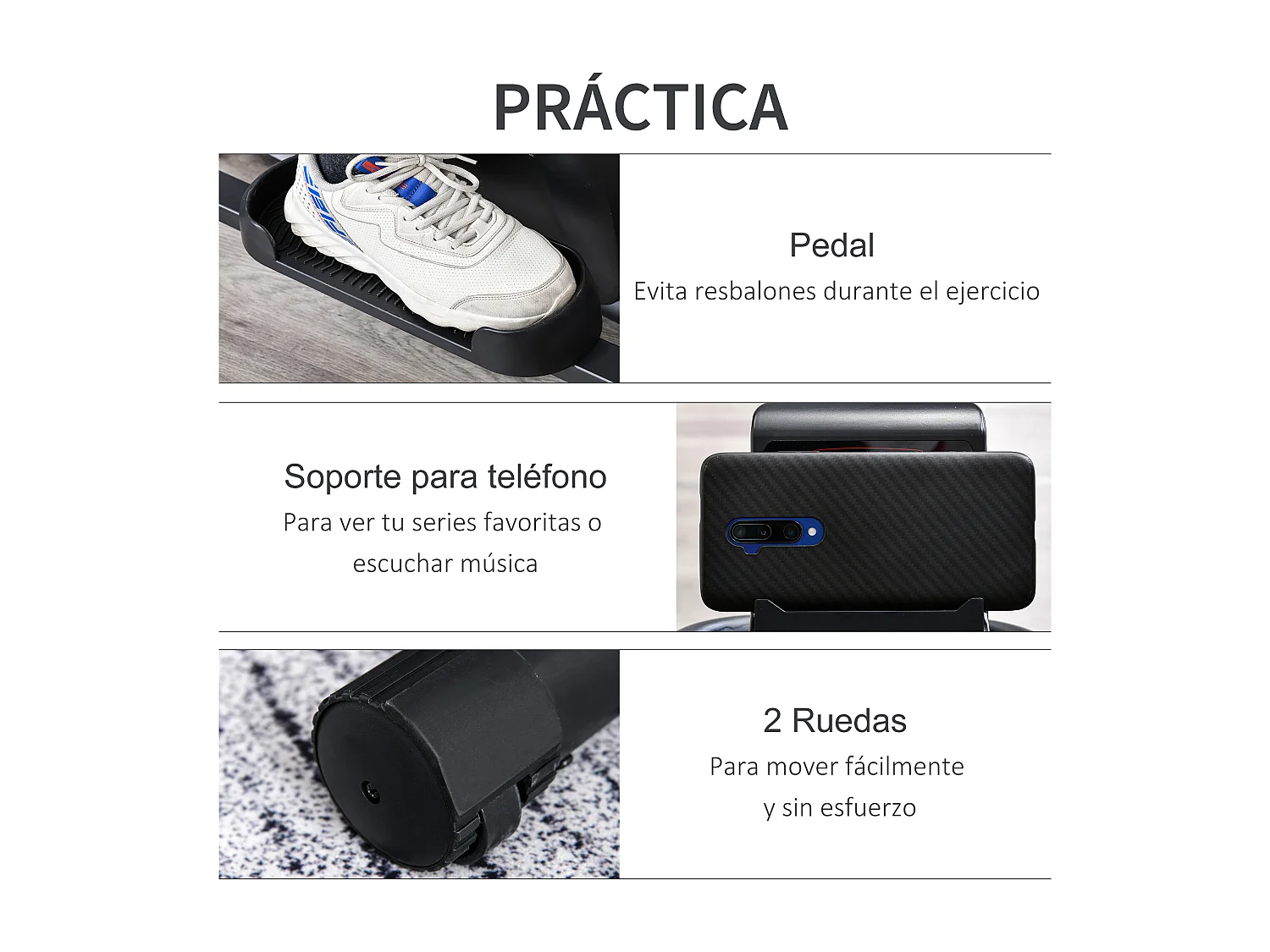 Bicicleta elíptica negro 103x62x151 cm HOMCOM