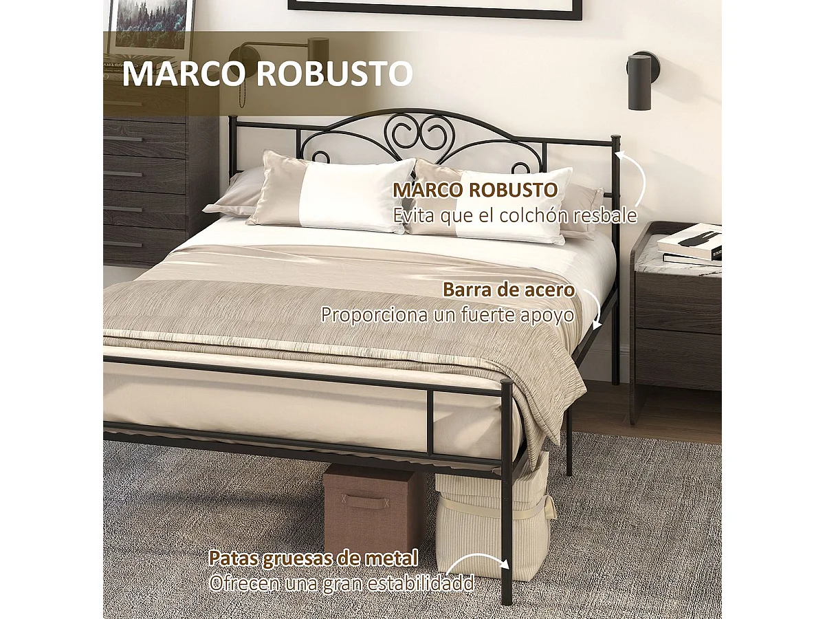 Marco de cama doble negro 158x211x106 cm HOMCOM