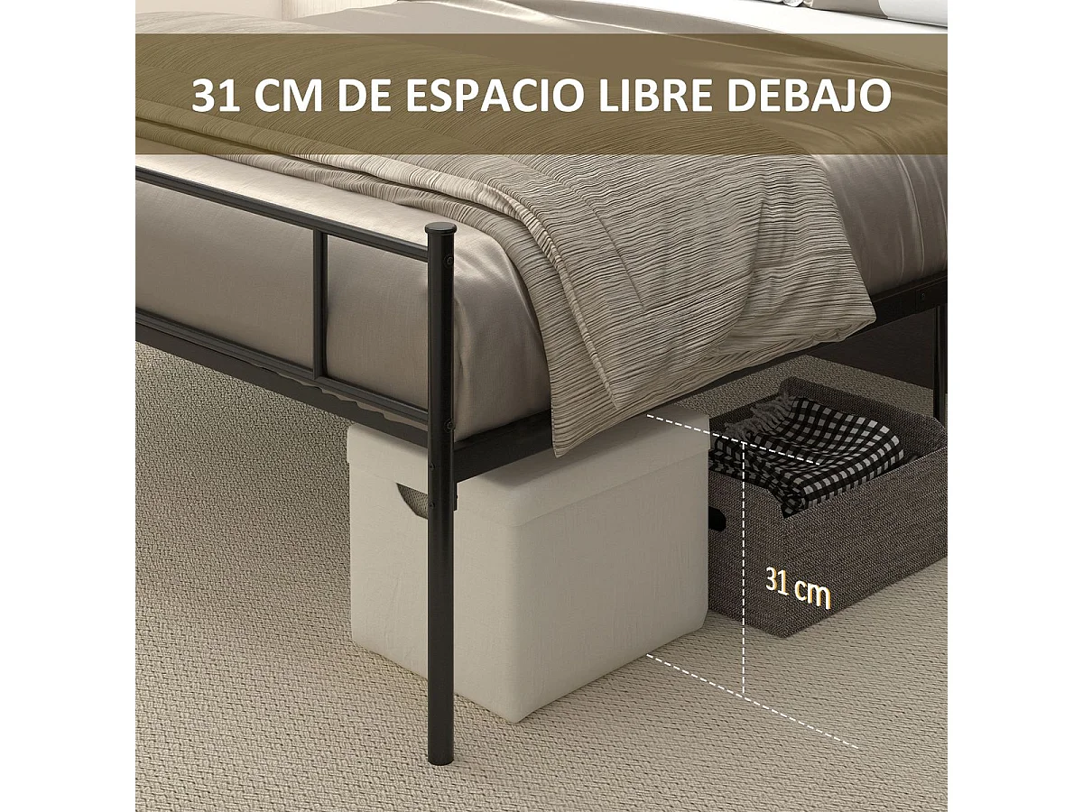 Marco de cama doble negro 158x211x106 cm HOMCOM