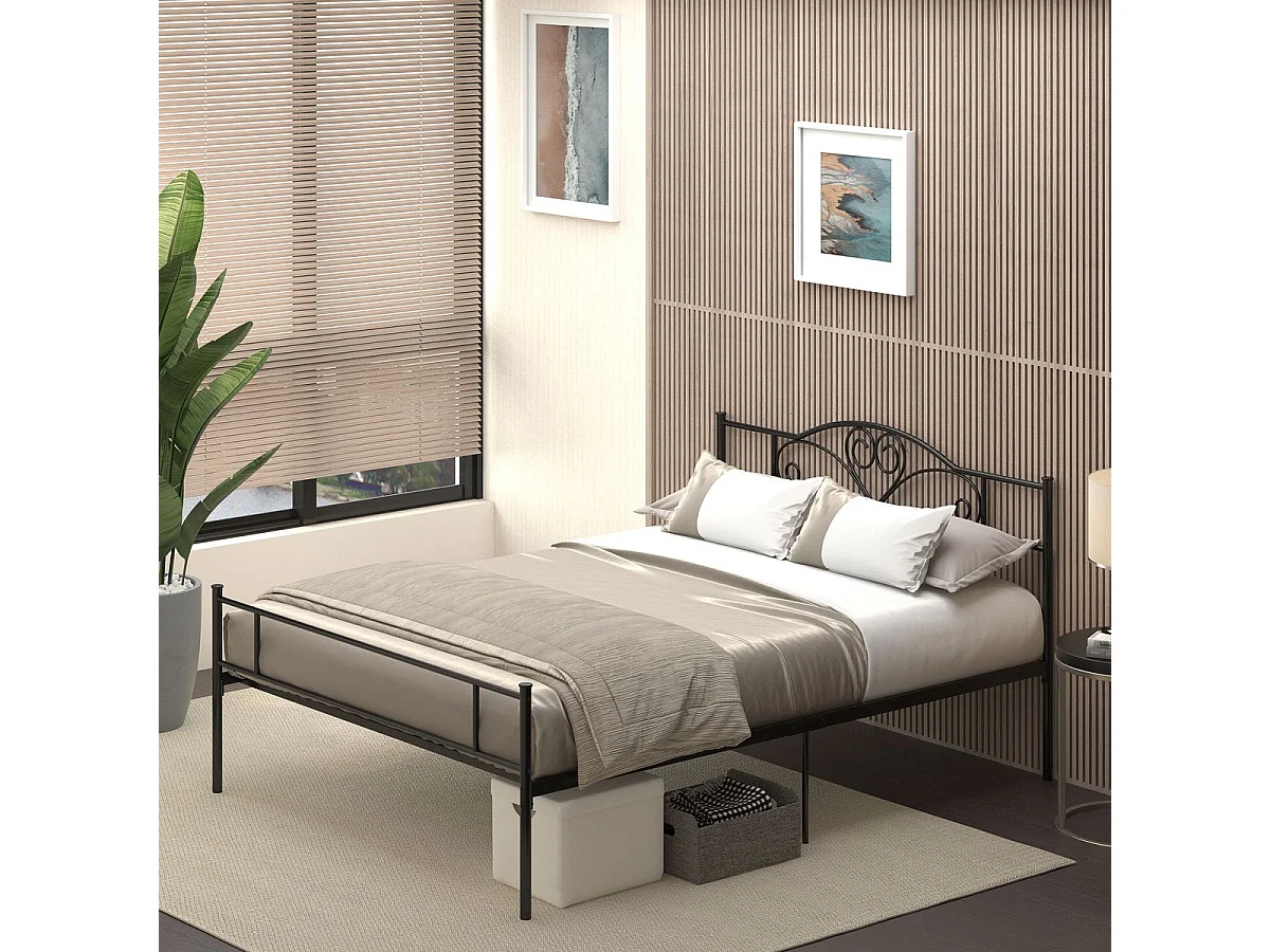 Marco de cama doble negro 158x211x106 cm HOMCOM