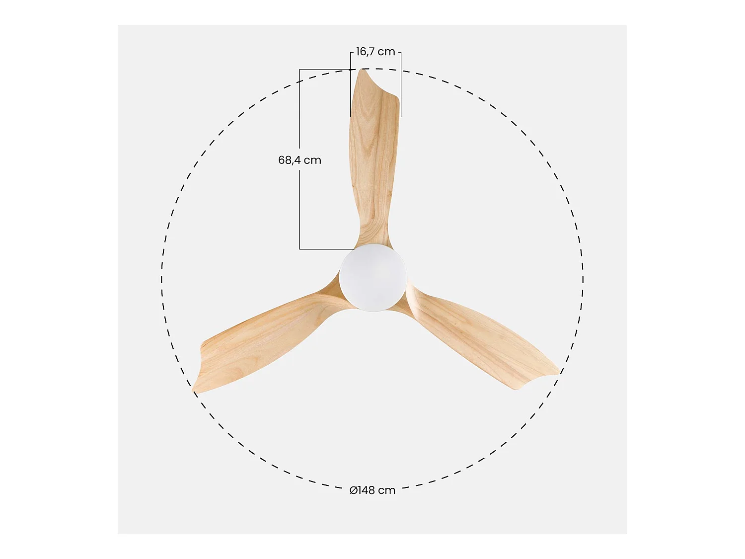 Ventilatore da soffitto con luce 3 pale 56W 6 velocità New York O91