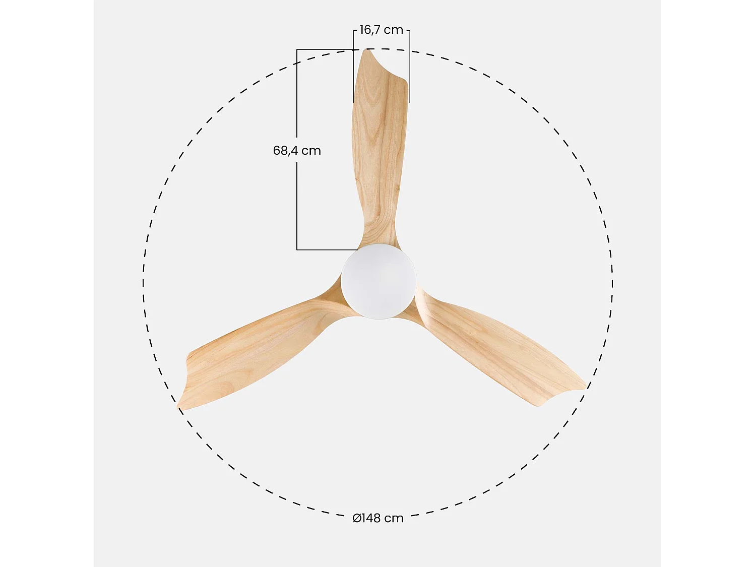Ventilatore da soffitto con luce 3 pale 56W 6 velocità New York O91