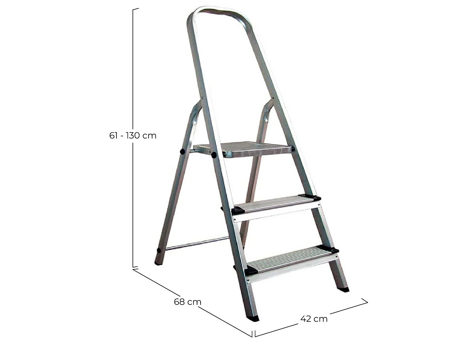 Échelle en métal avec 3 marches Gris 130x42x68cm O91