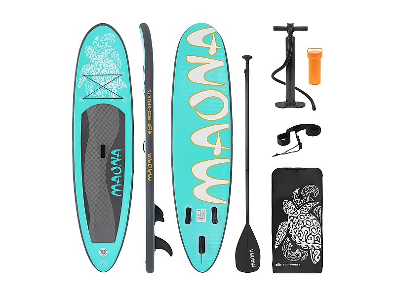 ECD Germany Stand Up paddle board Maona 308x78x10 cm turchese tavola SUP gonfiabile per adulti e bambini max 120 kg pagaia pompa zaino surfboard