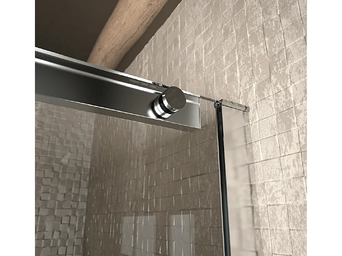 Frontal de ducha + Puerta Corredera 125 cm LUNA con Cristal serigrafiado  Lateral Fijo : 66.5 - 69 cm