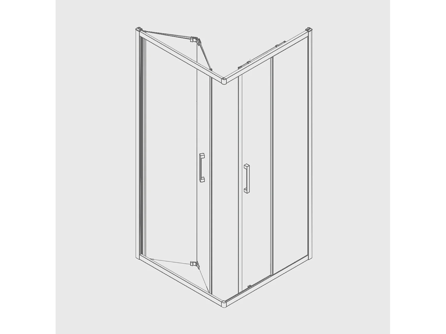 Mampara de ducha esquina Puerta Plegable 70 cm + Puerta Corredera 80 cm S300 con Cristal serigrafiado