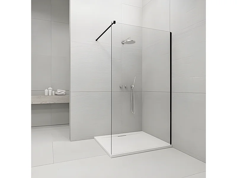 Panel fijo de ducha WALK IN Perfil Negro Grosor Cristal 6 mm