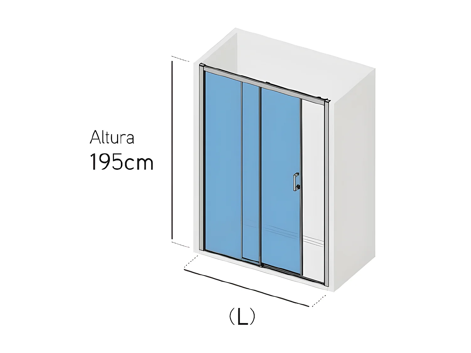 Frontal de ducha + Puerta Corredera 140 cm  KENNEDY Cristal serigrafiado Lateral fijo: 80 cm