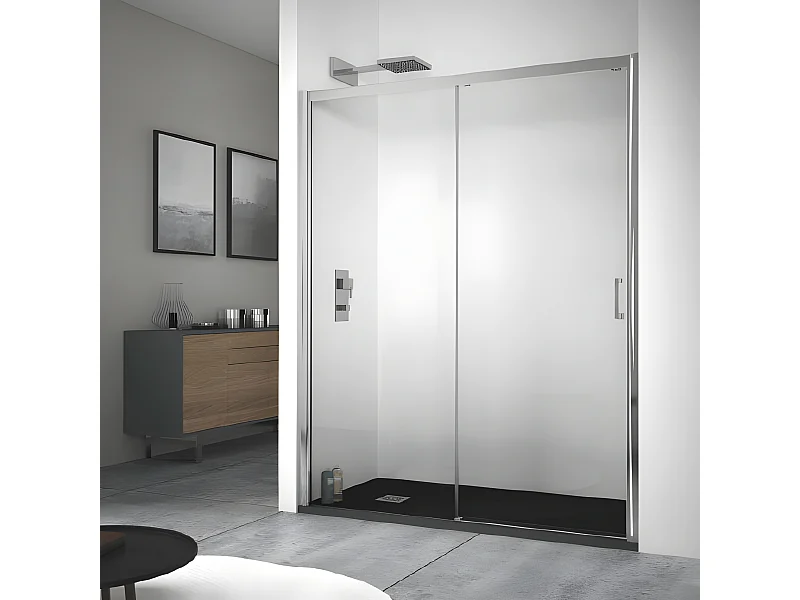 Frontal de ducha + Puerta Corredera 130 cm  KENNEDY Cristal serigrafiado Sin lateral