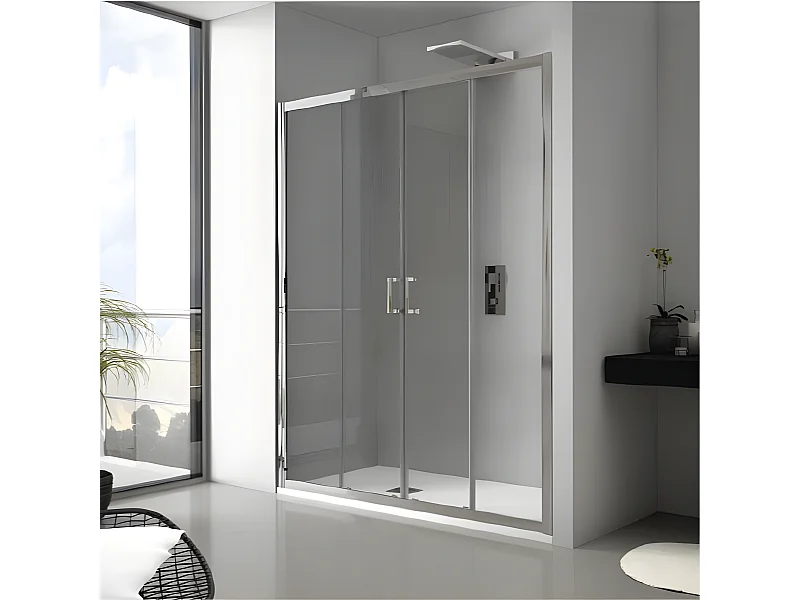 Frontal de ducha 2 Fijos + 2 Puertas Correderas  JAMESON Cristal transparente Sin lateral 120 cm