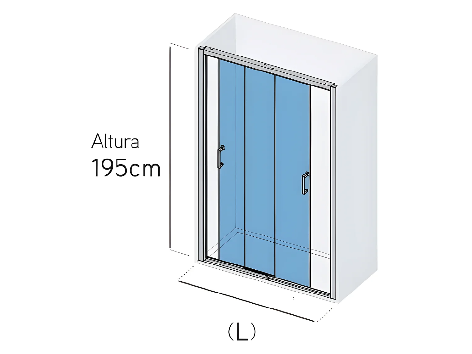 Puerta corredera doble Ducha COOPER Cristal serigrafiado Lateral fijo: 80 cm