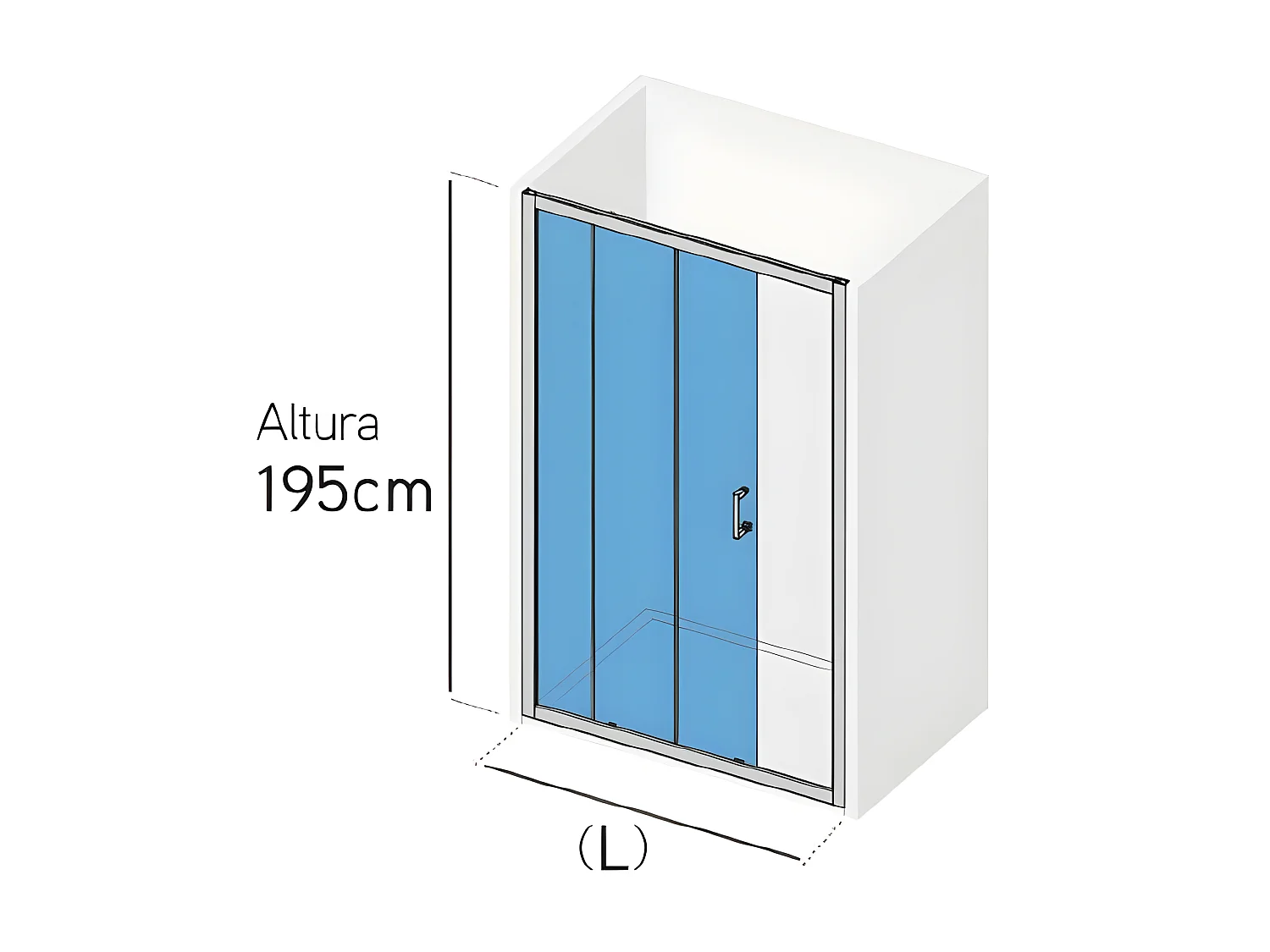 Frontal de ducha + Puerta Corredera 150 cm  GRANT Cristal transparente Sin lateral