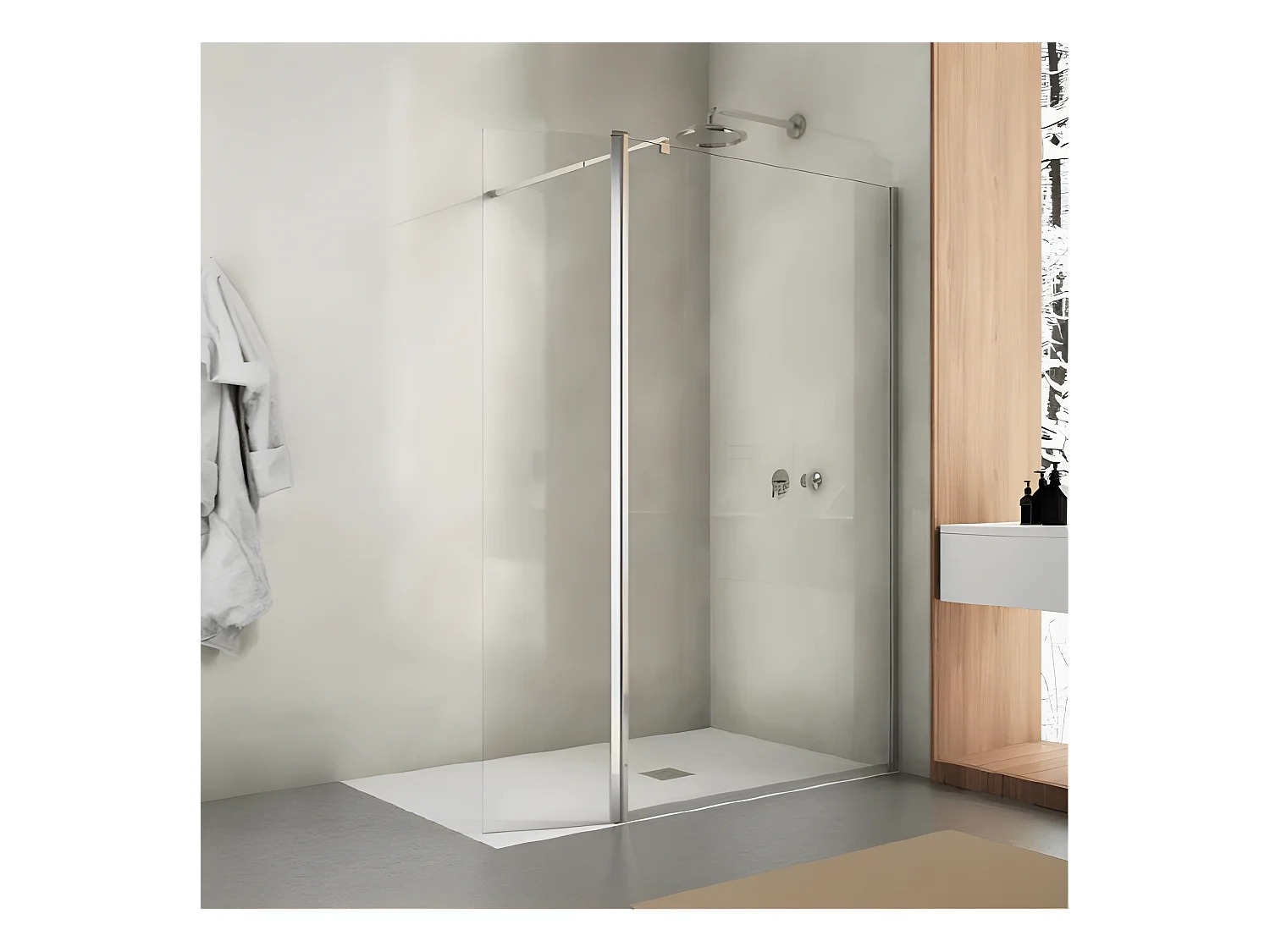 Panel Fijo de ducha + Puerta abatible SMITH Cristal transparente