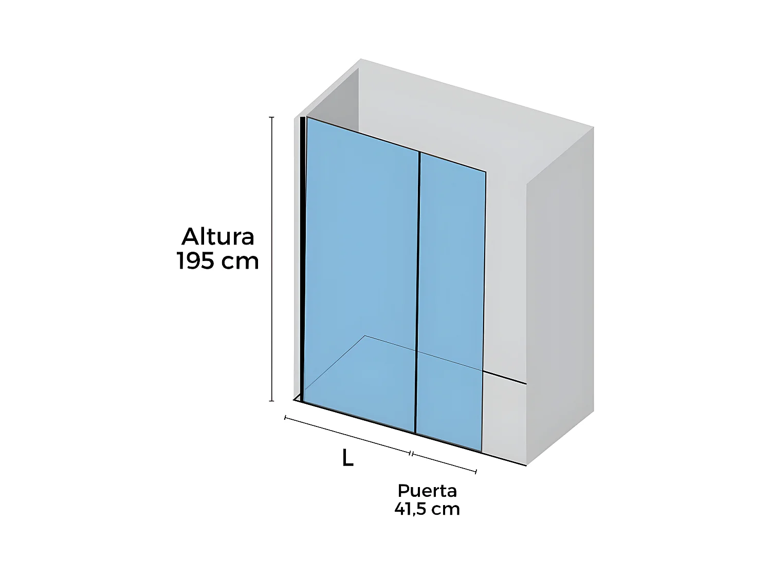 Panel Fijo de ducha + Puerta abatible SMITH Cristal transparente