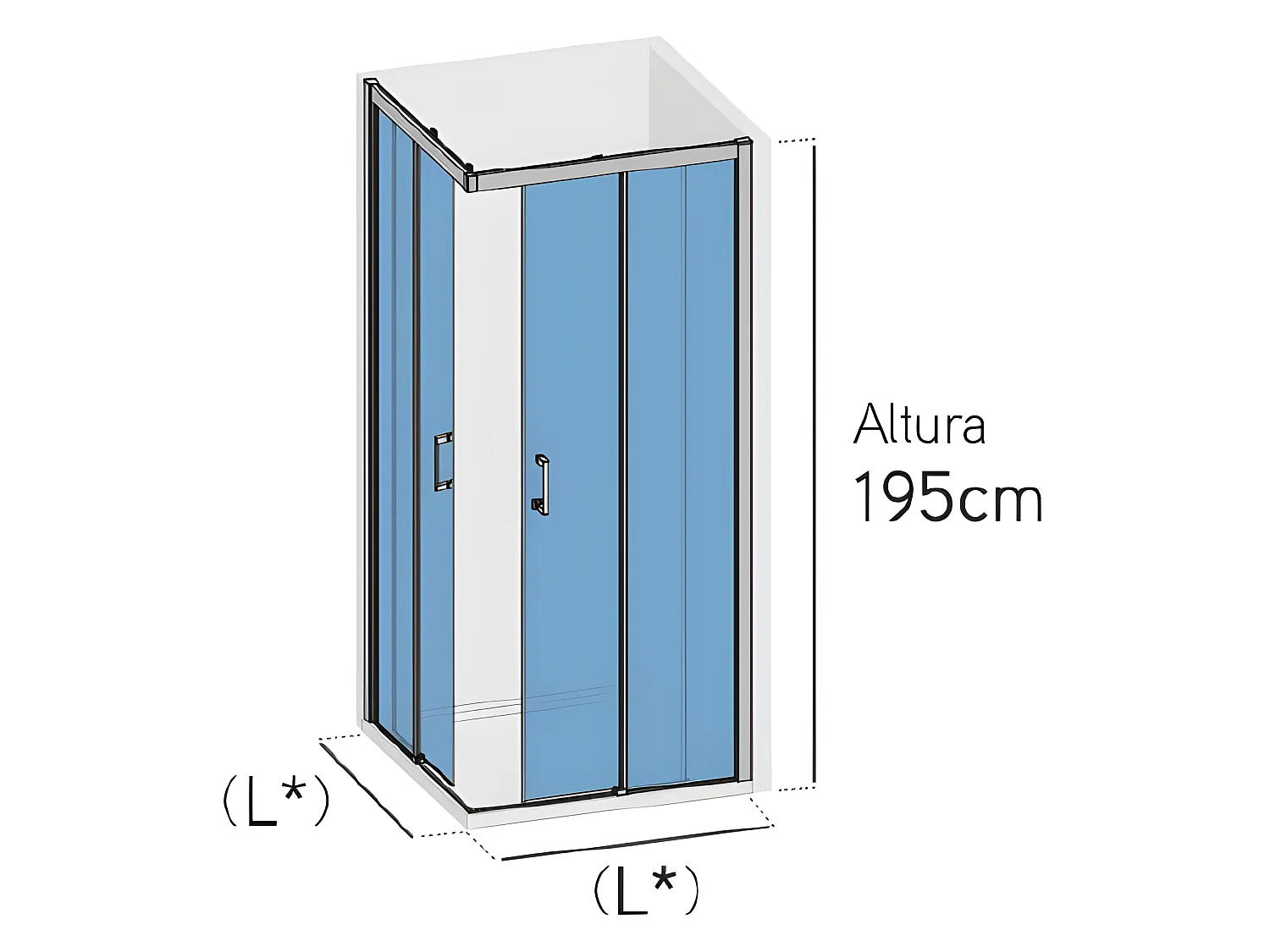 Frontal de ducha + Puerta Corredera 80 cm  JOHNSON Cristal serigrafiado 70 cm