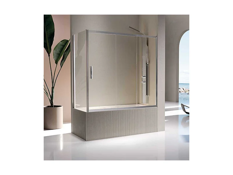 Frontal de ducha/bañera + 2 Puertas Correderas 156 cm KAAROL Pared lateral: 66 - 69 cm