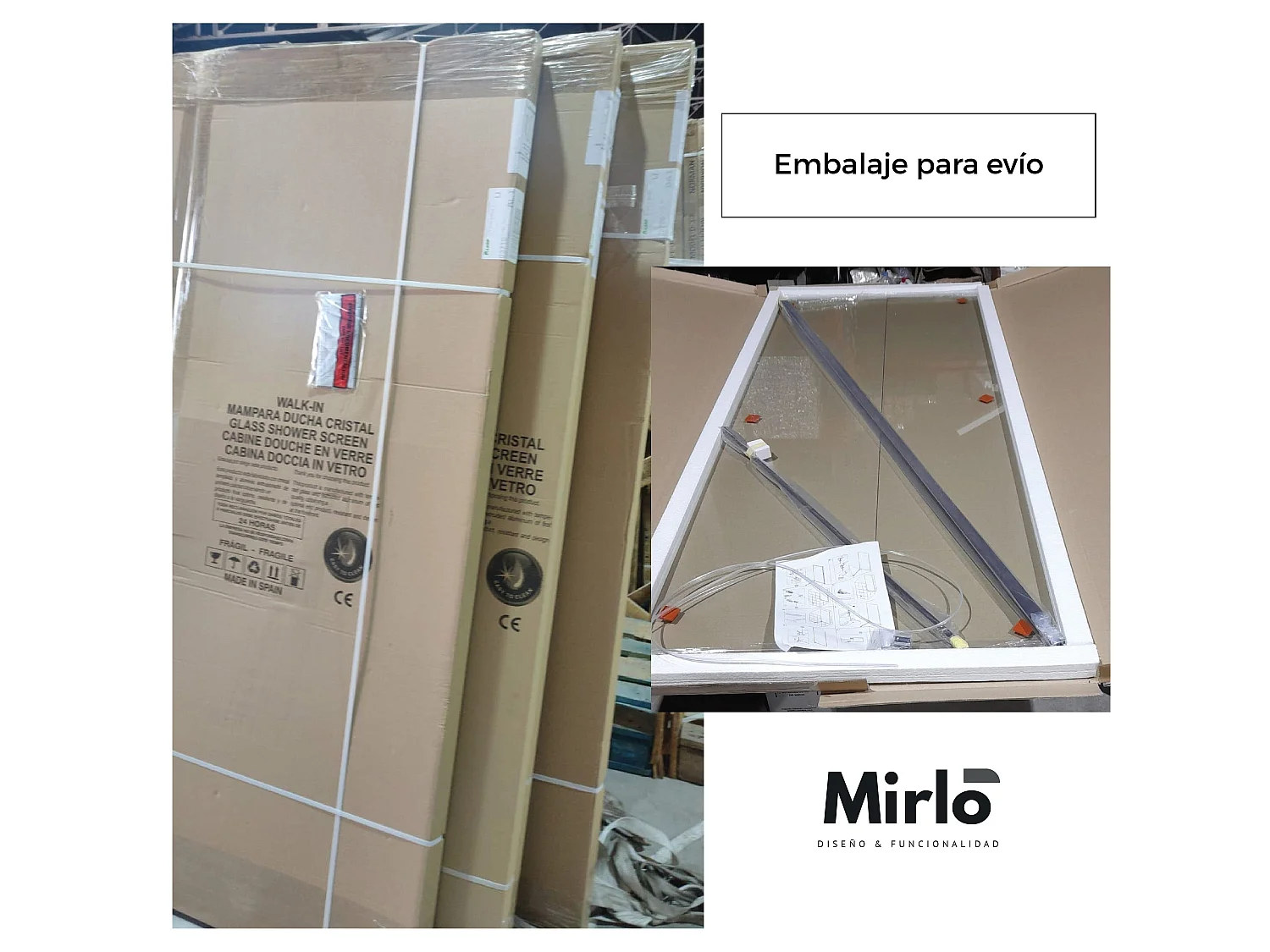 Panel fijo de ducha WALK IN Perfil Negro Grosor Cristal 8 mm