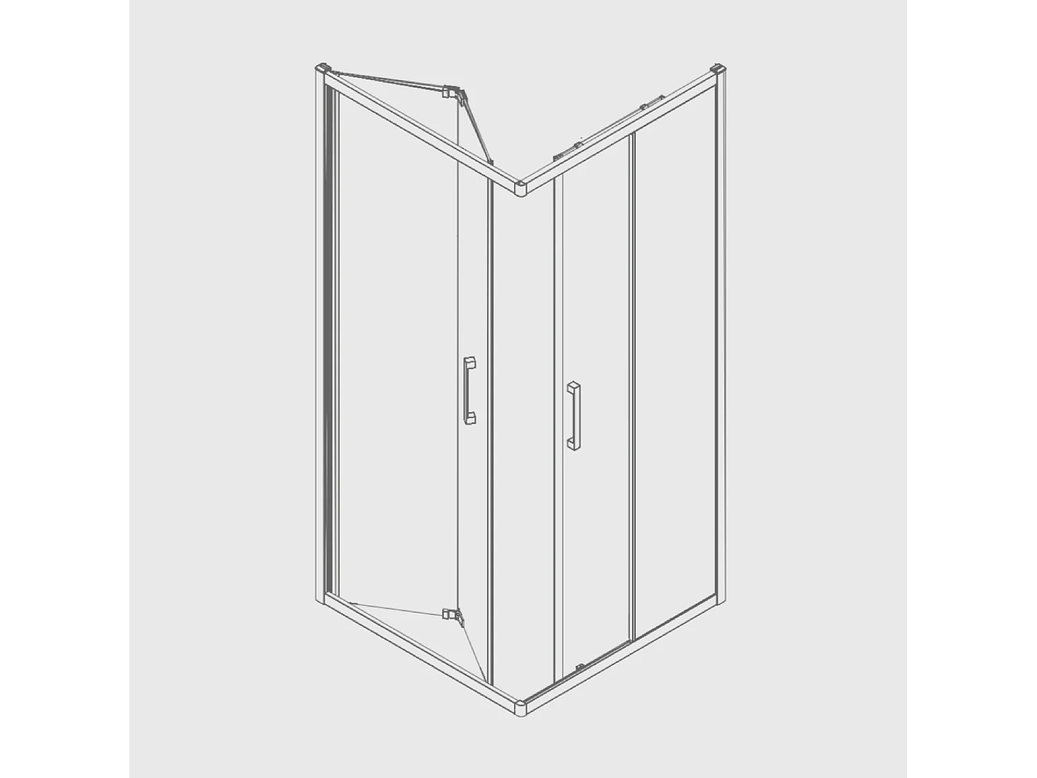 Angular de ducha Puerta Plegable 90 cm + Puerta Corredera 90 cm S300 con Cristal serigrafiado