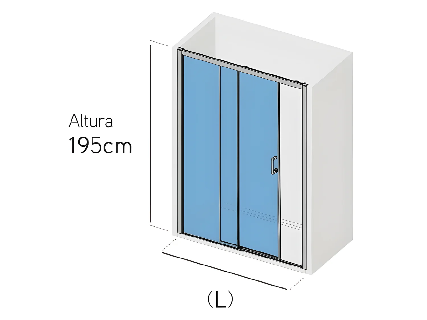 Frontal de ducha + Puerta Corredera 180 cm  KENNEDY Cristal serigrafiado Lateral fijo: 75 cm