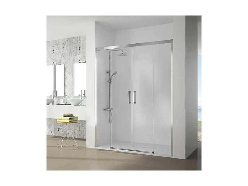Frontal de ducha 2 fijos+ 2 Puertas Correderas 174-180 cm S400 Cromado  Lateral Fijo : 66.5 - 69 cm