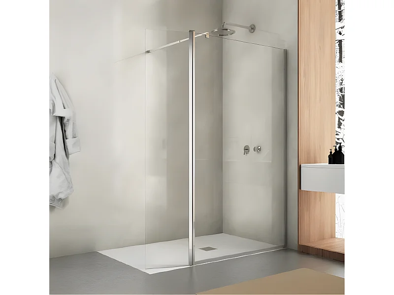 Panel Fijo de ducha + Puerta abatible SMITH Cristal transparente