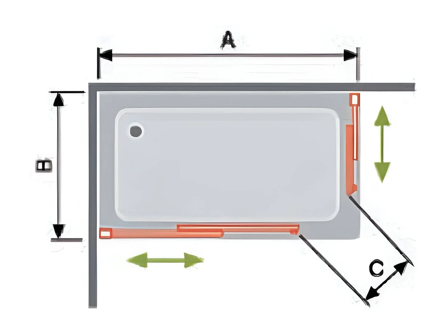 Angular de ducha 2 Fijos 70 cm + 2 Puertas Correderas 125 cm 125 cm LUKA