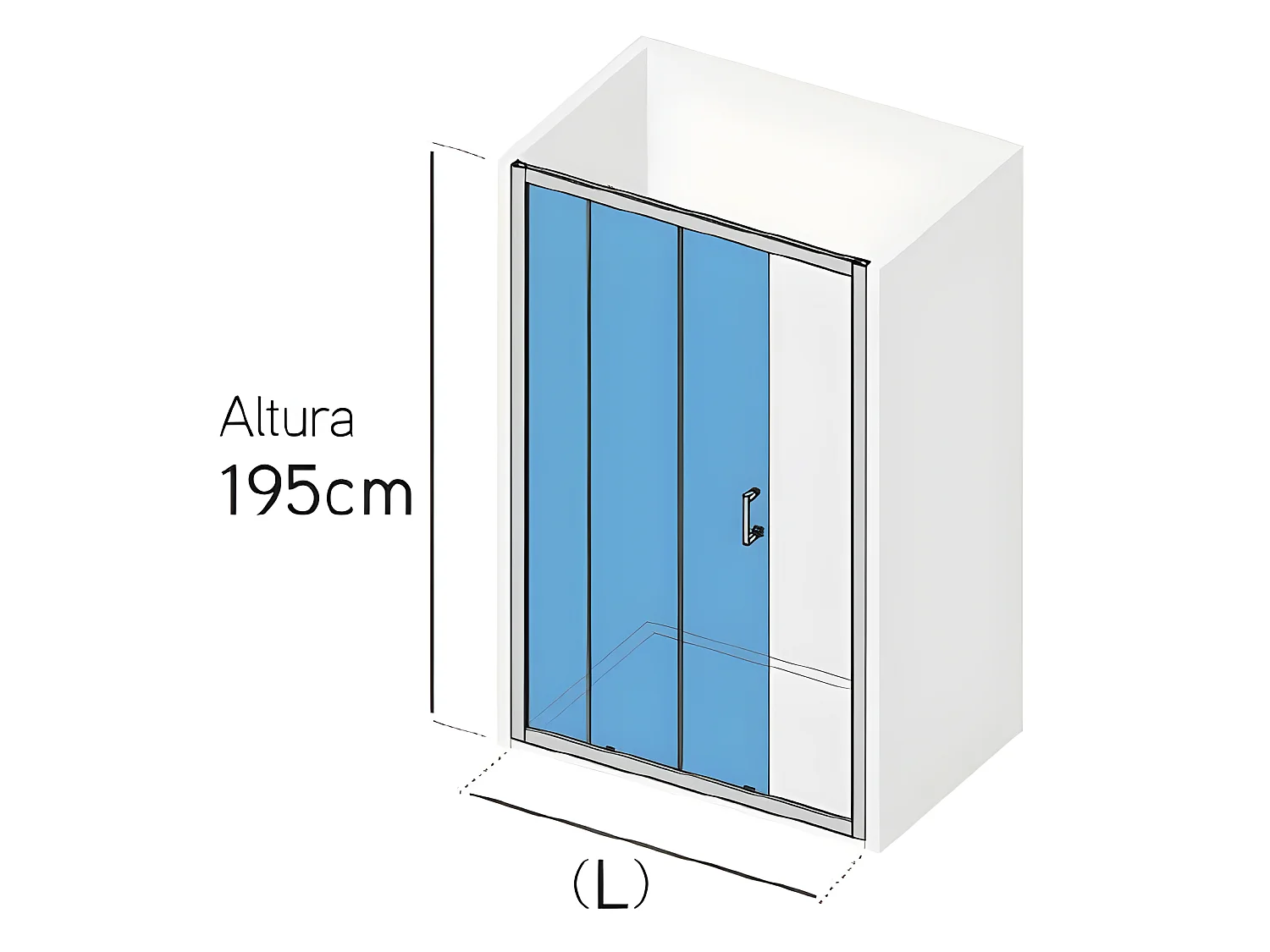 Frontal de ducha + Puerta Corredera 110 cm  GRANT Cristal serigrafiado Sin lateral