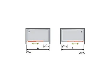 Frontal de ducha + Puerta Corredera 120 cm SLIM perfil Cromado Pared lateral: 76 - 79 cm