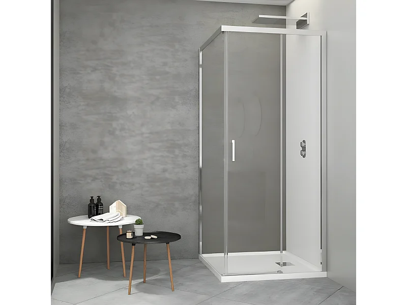 Frontal de ducha + Puerta Corredera 80 cm  JOHNSON Cristal serigrafiado 80 cm