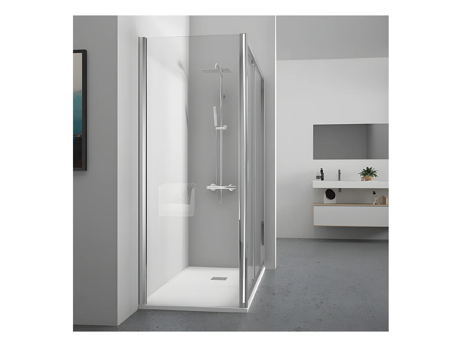 Frontal de ducha + Puerta Corredera 80 cm  JOHNSON Cristal transparente Sin lateral