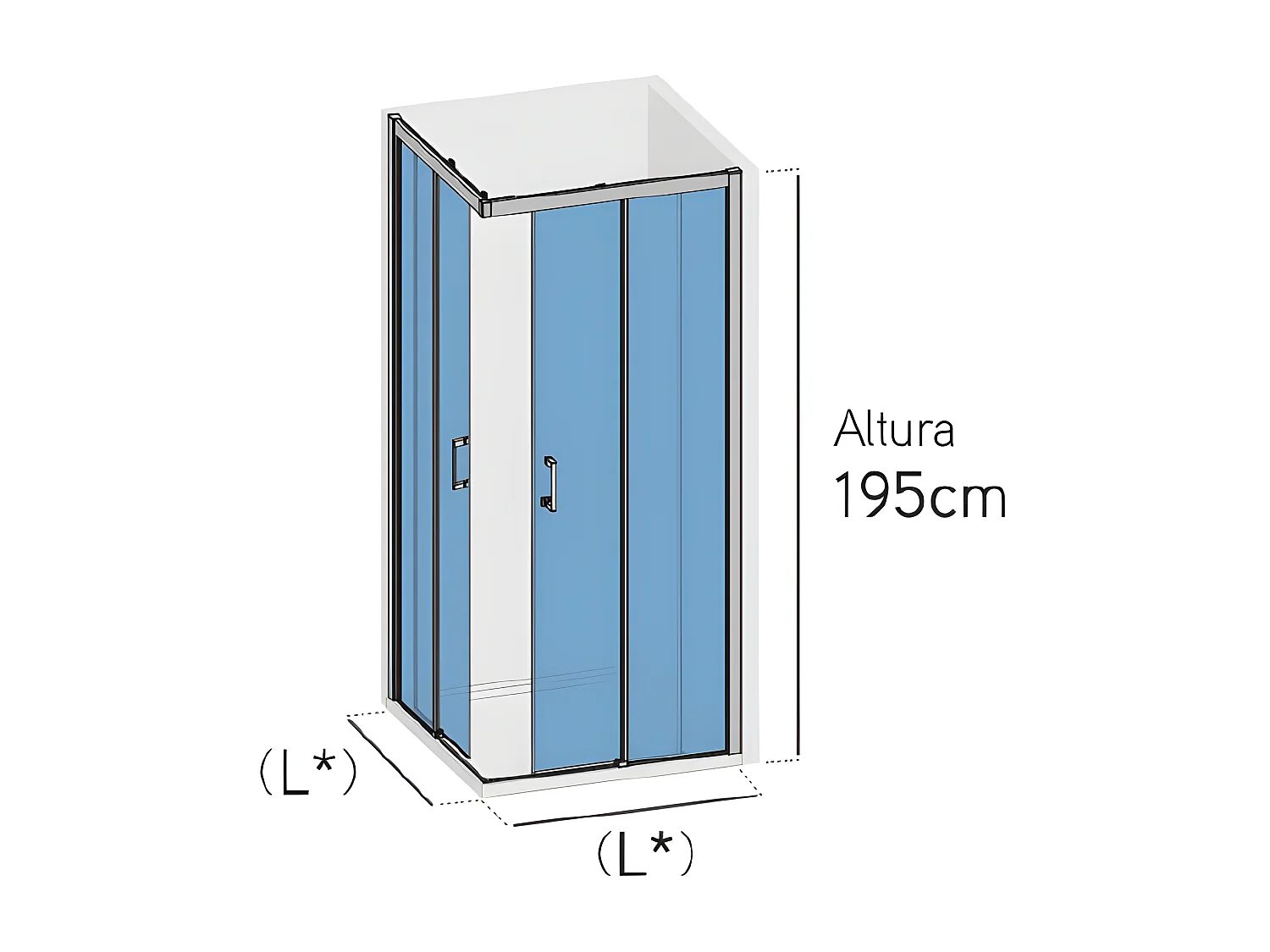 Frontal de ducha + Puerta Corredera 80 cm  JOHNSON Cristal transparente Sin lateral