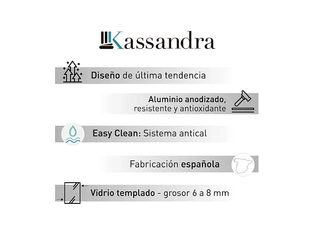 Frontal de ducha/bañera + 2 Puertas Correderas 166 cm KAAROL Pared lateral: 66 - 69 cm