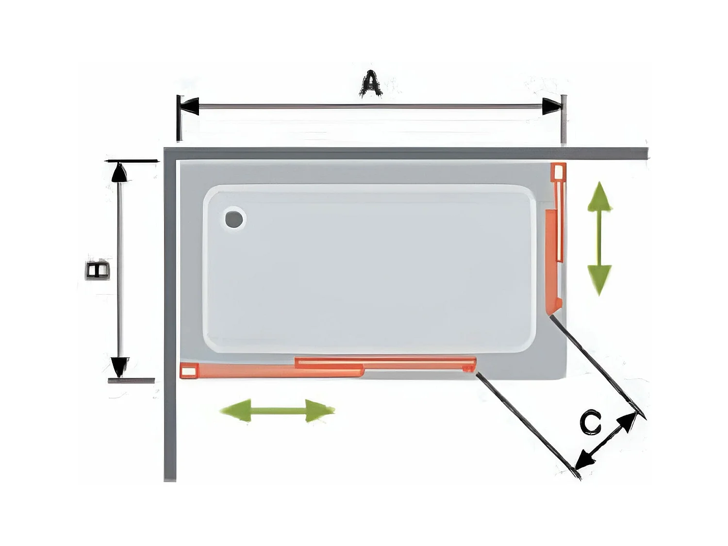 Angular de ducha 2 Fijos 80 cm + 2 Puertas Correderas 135 cm 135 cm LUKA