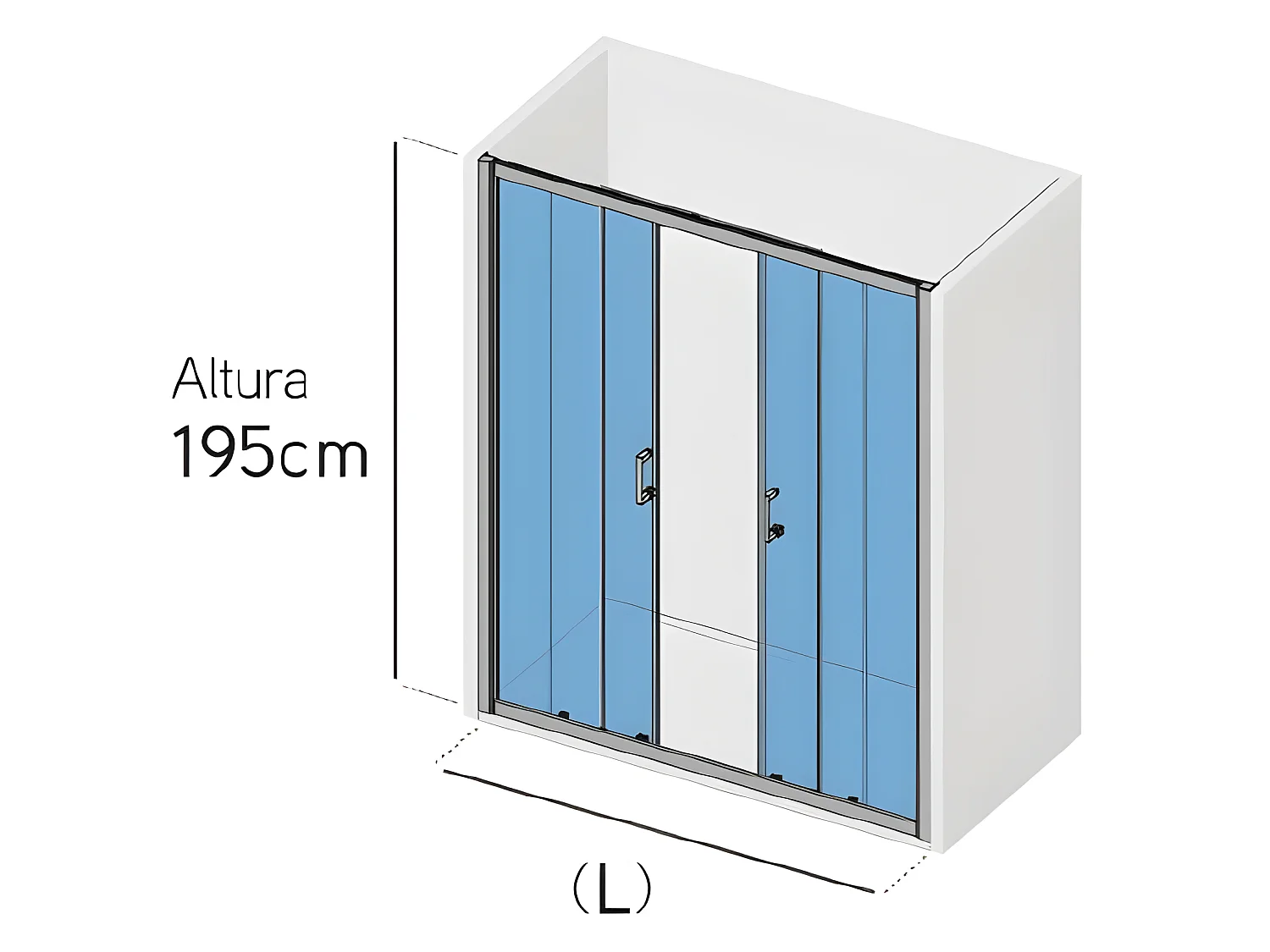 Mampara de ducha frontal 2 Fijos + 2 Puertas Correderas  JAMESON Cristal transparente Lateral fijo: 80 cm 180  cm