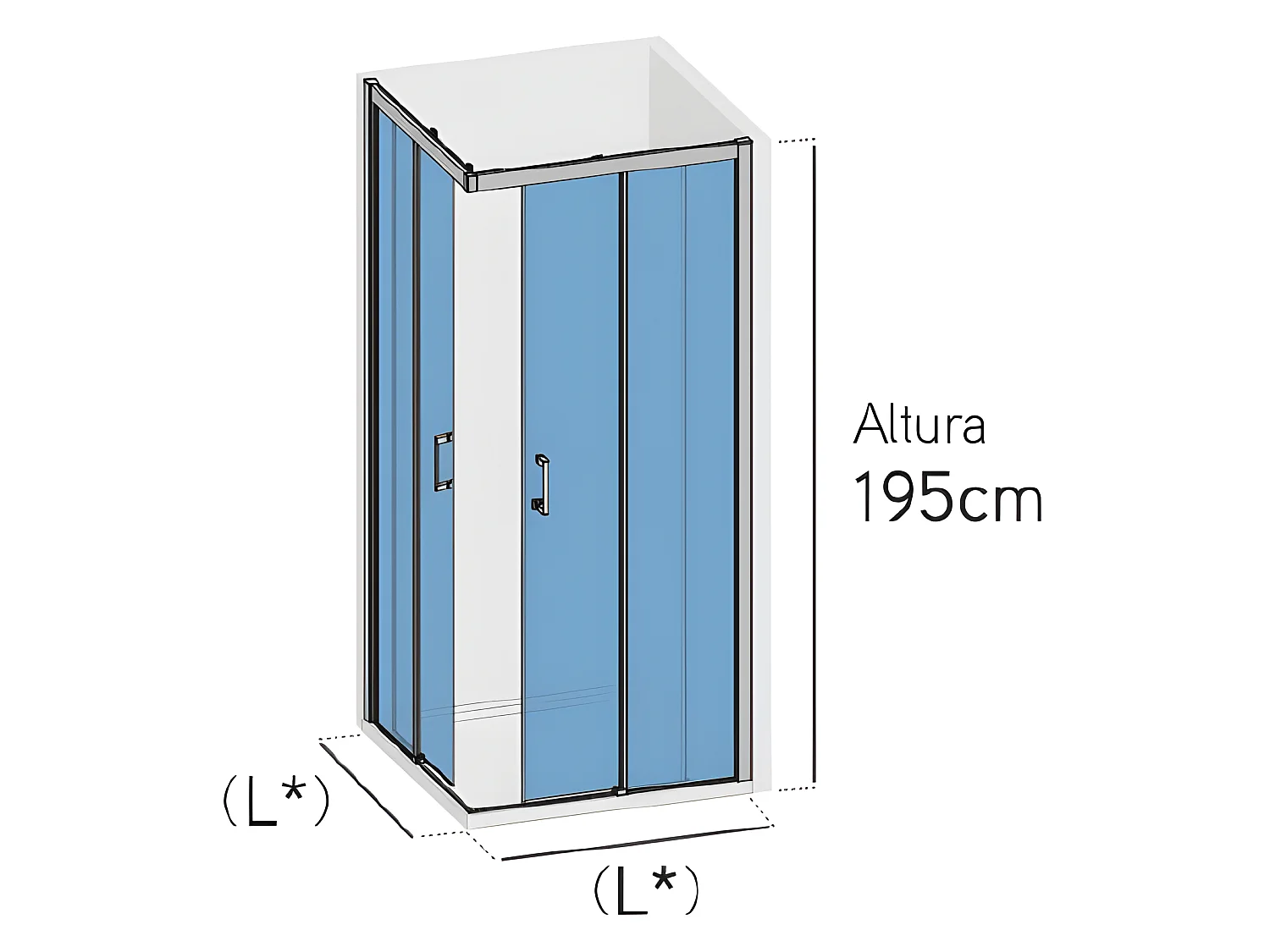 Frontal de ducha + Puerta Corredera 75 cm  JOHNSON Cristal transparente Sin lateral