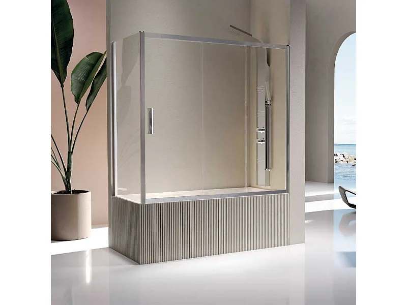 Frontal de ducha/bañera + 2 Puertas Correderas 146 cm KAAROL Sin pared lateral